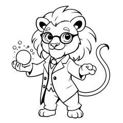 Simple vector illustration of Lion drawing for kids colouring activity