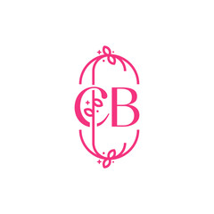 C B CB Beauty vector initial logo, handwriting logo of initial signature, wedding, fashion, jewelry, boutique, floral and botanical with creative template