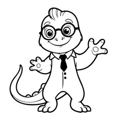 Cute vector illustration Lizard doodle for kids coloring worksheet