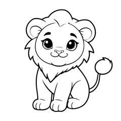 Cute vector illustration Lion drawing for toddlers colouring page