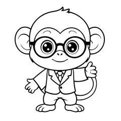 Vector illustration of a cute Monkey drawing for toddlers colouring page