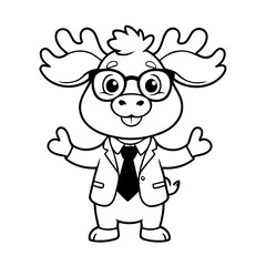 Cute vector illustration Moose doodle for children worksheet