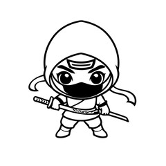 Vector illustration of a cute Ninja doodle for children worksheet