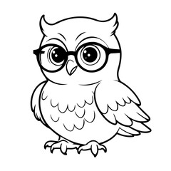 Vector illustration of a cute Owl drawing for kids page