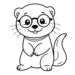 Cute vector illustration Otter doodle for kids coloring worksheet