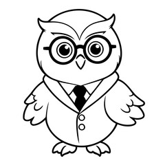 Cute vector illustration Owl for kids coloring activity page