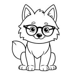 Vector illustration of a cute Wolf drawing for toddlers coloring activity