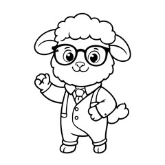 Simple vector illustration of Sheep drawing for toddlers colouring page