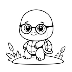Cute vector illustration turtle for children colouring activity