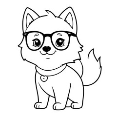 Simple vector illustration of Wolf drawing for toddlers coloring activity