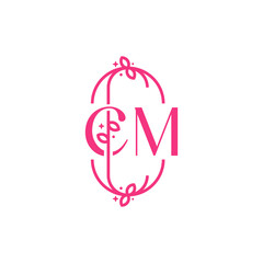 C M CM Beauty vector initial logo, handwriting logo of initial signature, wedding, fashion, jewelry, boutique, floral and botanical with creative template