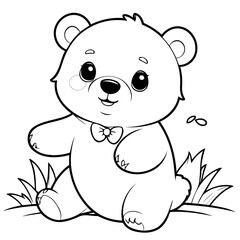 Fototapeta premium Simple vector illustration of Bear for children colouring activity
