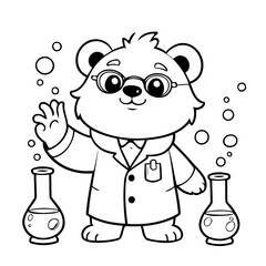 Vector illustration of a cute bear drawing for kids colouring activity