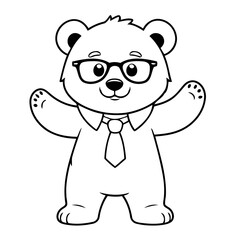Cute vector illustration Bear drawing for kids page