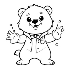 Obraz premium Simple vector illustration of bear hand drawn for kids coloring page