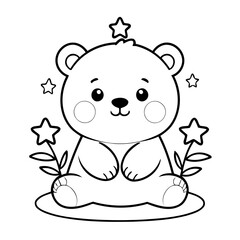 Vector illustration of a cute Bear doodle for toddlers worksheet