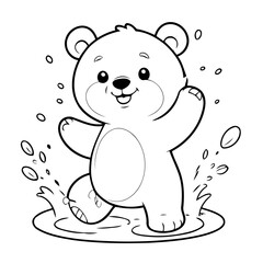 Cute vector illustration Bear drawing for toddlers colouring page