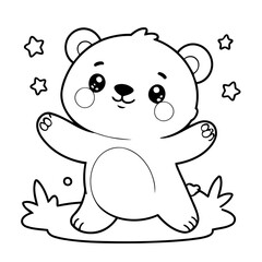 Vector illustration of a cute Bear doodle drawing for kids page