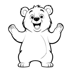 Vector illustration of a cute Bear doodle drawing for kids page