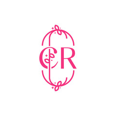 C R CR Beauty vector initial logo, handwriting logo of initial signature, wedding, fashion, jewelry, boutique, floral and botanical with creative template