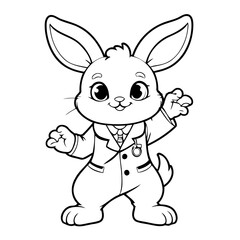 Cute vector illustration Bunny doodle colouring activity for kids