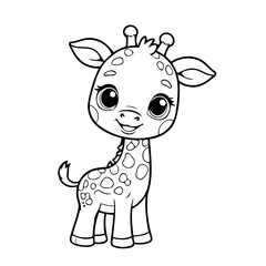 Cute vector illustration Giraffe drawing for children page