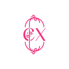 C X CX Beauty vector initial logo, handwriting logo of initial signature, wedding, fashion, jewelry, boutique, floral and botanical with creative template