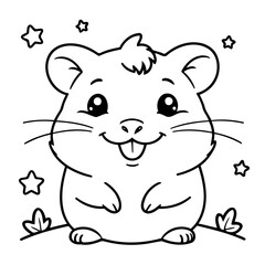 Obraz premium Simple vector illustration of Hamster for toddlers colouring page