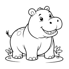 Simple vector illustration of Hippo drawing for toddlers book