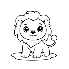 Cute vector illustration Lion drawing for children page