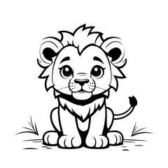 Obraz premium Cute vector illustration Lion drawing for children page