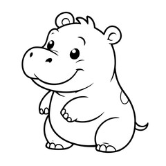 Cute vector illustration Hippo drawing for toddlers book