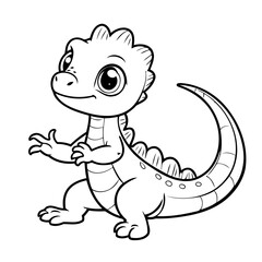 Simple vector illustration of Lizard drawing for kids colouring activity