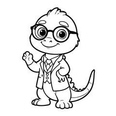 Simple vector illustration of Lizard hand drawn for kids coloring page