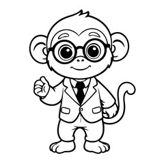 Vector illustration of a cute Monkey drawing for toddlers coloring activity