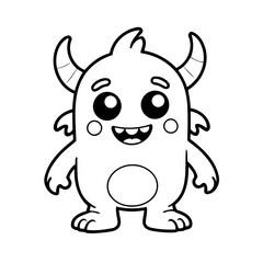 Cute vector illustration Monster drawing for kids colouring activity