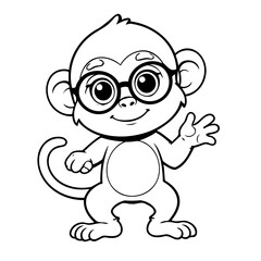 Vector illustration of a cute Monkey drawing for toddlers book