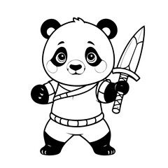 Cute vector illustration Panda for kids coloring activity page