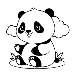 Cute vector illustration Panda doodle for kids coloring worksheet