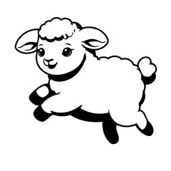 Vector illustration of a cute Sheep doodle drawing for kids page