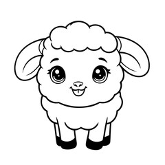 Cute vector illustration Sheep colouring page for kids