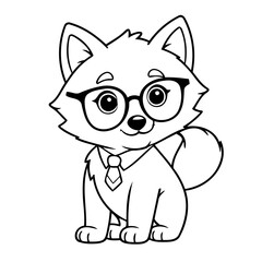 Simple vector illustration of Wolf for kids colouring worksheet