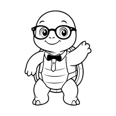 Simple vector illustration of turtle doodle for toddlers worksheet