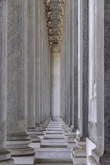 Elegant colonnade of Saint Paul Outside the Walls (Basilica Papale di San Paolo Fuori le Mura),...