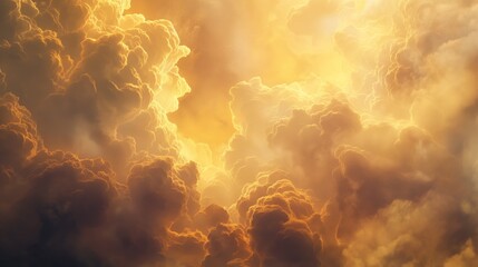 Ethereal Abstract Clouds Bathed in Golden Sunlight