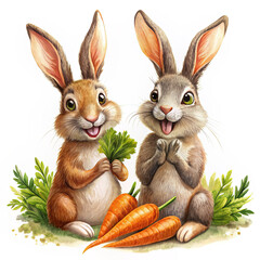 Fototapeta premium Orange hare with carrots.