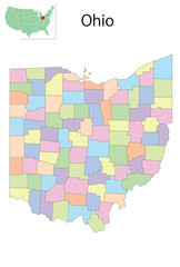 オハイオ　アメリカ　地図　カラフル　アイコン