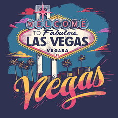 Welcome to Las Vegas typography for t-shirt and other uses, vector illustration