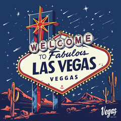 Welcome to Fabulous Las Vegas sign in retro style. Vector illustration