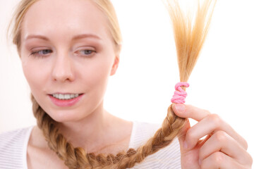 Blonde girl with braid hair